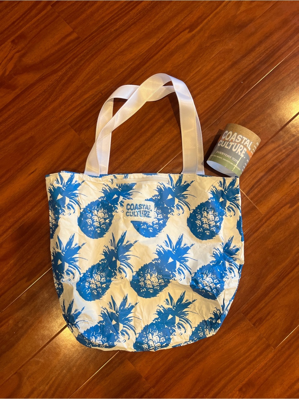 Coastal Culture Packable Everyday Tote Bag - Blue Pineapple Print